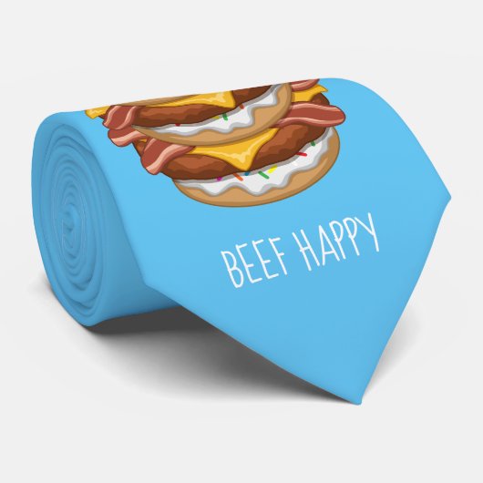 Funny Donut Worry Beef Happy Bacon Cheeseburger Krawatte (Gerollt)
