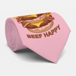Funny Donut Worry Beef Happy Bacon Cheeseburger Krawatte