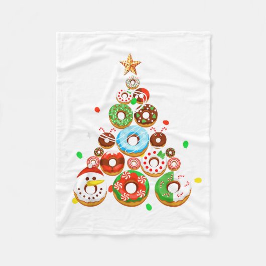 Funny Donuts Christmas Tree Lights Xmas Pjs Boys K Fleecedecke (Vorderseite)