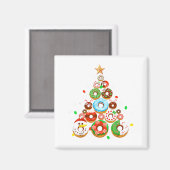 Funny Donuts Christmas Tree Lights Xmas Pjs Boys K Magnet (Vorderseite/Rückseite)