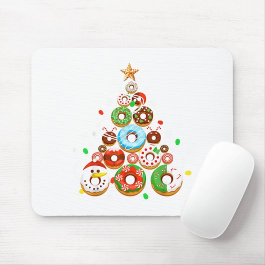 Funny Donuts Christmas Tree Lights Xmas Pjs Boys K Mousepad (Mit Mouse)