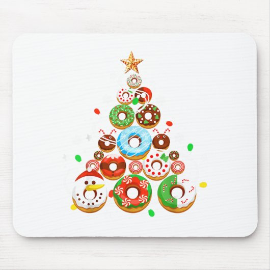 Funny Donuts Christmas Tree Lights Xmas Pjs Boys K Mousepad (Vorne)