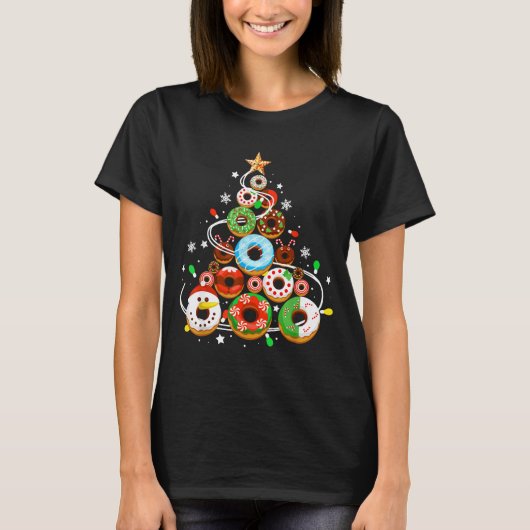 Funny Donuts Christmas Tree Lights Xmas Pjs Boys K T-Shirt (Vorderseite)