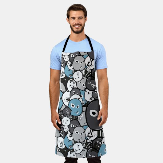 Funny Doodle Monsters Schürze (Getragen)