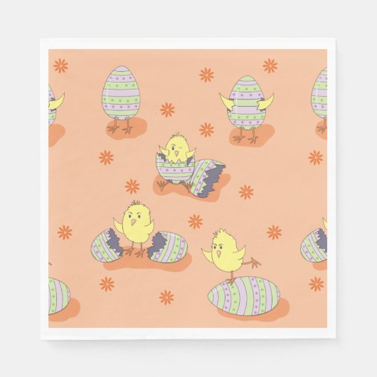 Funny Doodle Oaster Chicks Papier Napkins Serviette (Vorderseite)
