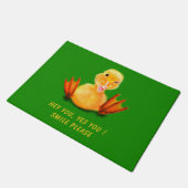 Funny Doormat Happy Playful Duck - Custom Text Fußmatte (Schrägansicht)