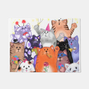 Funny Doormat mit Happy Cat Party Fußmatte