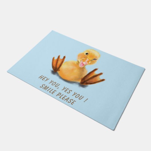 Funny Doormat mit Happy Duck Smile - Benutzerdefin Fußmatte (Schrägansicht)