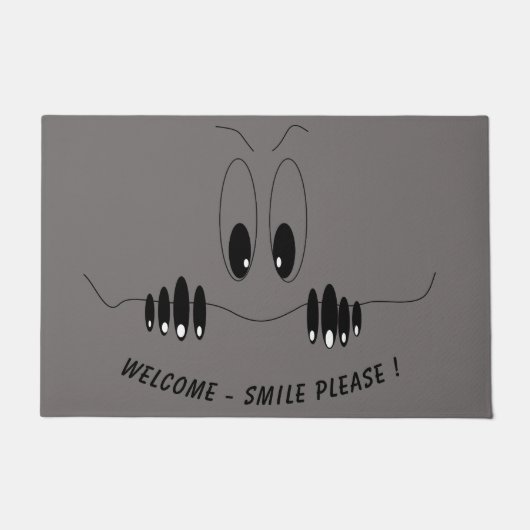 Funny Doormat mit Neugier Augen - Lächeln Fußmatte (Vorderseite)