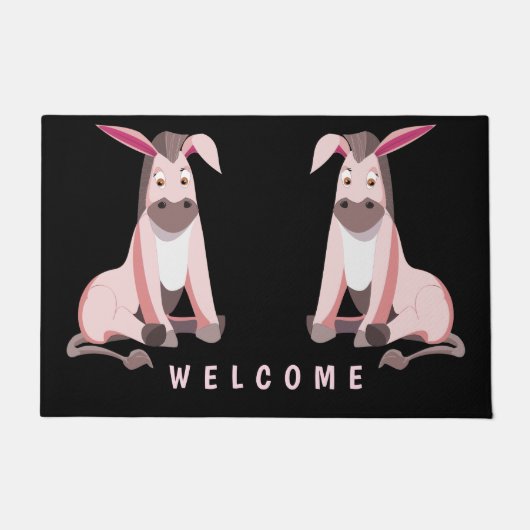 Funny Doormat mit Pink Donkey - Willkommen Fußmatte (Vorderseite)