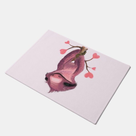 Funny Doormat mit Playful Sloth - Lächeln Fußmatte (Schrägansicht)