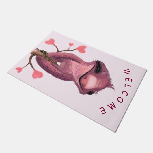 Funny Doormat mit Playful Sloth Willkommen Fußmatte (Schrägansicht)
