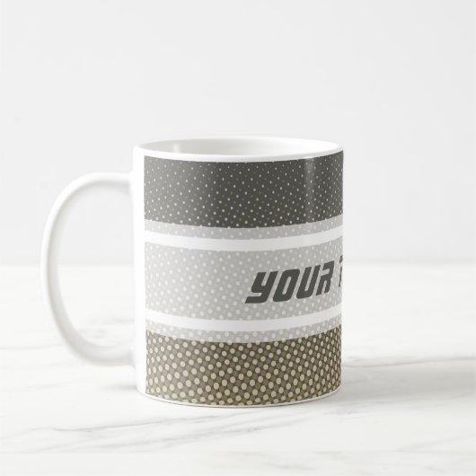 Funny Dots Muster grauer Sand + Ihre Idee Kaffeetasse (Links)