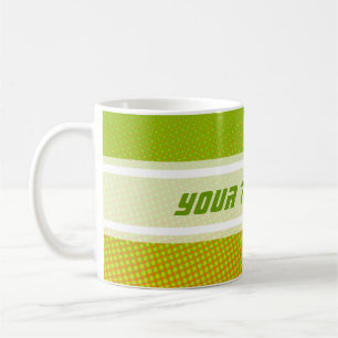 Funny Dots Muster grün orange + Ihr Text Kaffeetasse