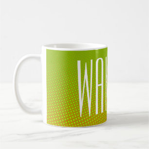 Funny Dots Muster grün orange + Ihr Text Kaffeetasse