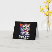 Funny Double Espresso Cat Karte (Gelbe Blume)