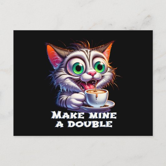 Funny Double Espresso Cat Postkarte (Vorderseite)
