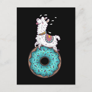 Funny Doughnut Llama Alpaca Donut Postkarte