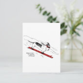 Funny Downhill Skiing Hund Postkarte (Stehend Vorderseite)