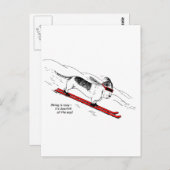 Funny Downhill Skiing Hund Postkarte (Vorne/Hinten)