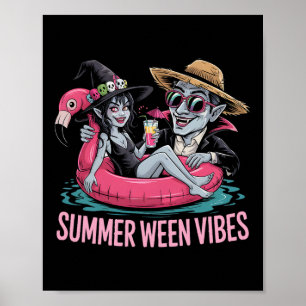 Funny Dracula und Hexenmeister Halloween Sommer We Poster