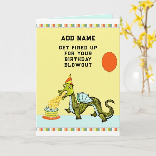 Funny Dragon Birthday Karte (Gelbe Blume)