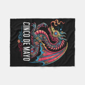 Funny Dragon Cinco De Mayo Sugar Skull Blume Mexi Fleecedecke (Vorderseite (Horizontal))