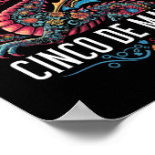 Funny Dragon Cinco De Mayo Sugar Skull Blume Mexi Poster (Ecke)