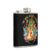  Funny Dragon Grill Master BBQ & Grilling Cartoon Flachmann (Rechts)