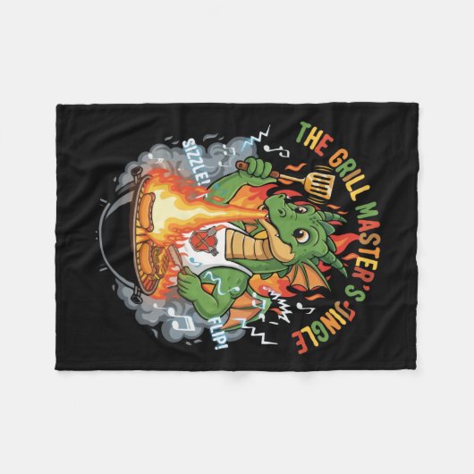  Funny Dragon Grill Master BBQ & Grilling Cartoon Fleecedecke (Vorderseite (Horizontal))