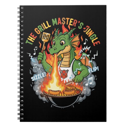  Funny Dragon Grill Master BBQ & Grilling Cartoon Notizblock (Vorderseite)