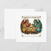 Funny Dragon Houses and Humans Fantasy Art Einladung (Vorne/Hinten)