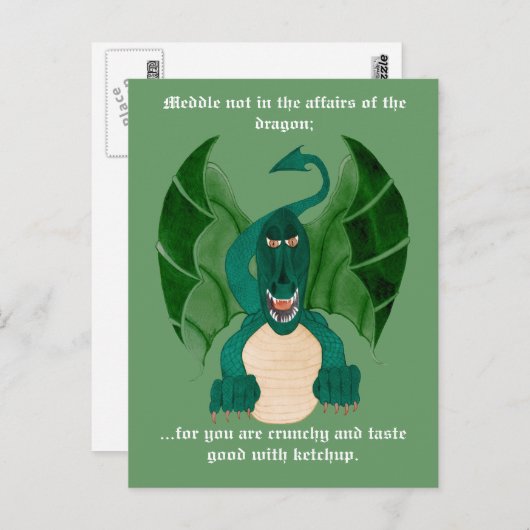 Funny Dragon Postkarten (Vorne/Hinten)