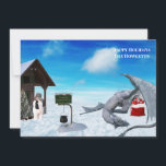 Funny Dragon Snowman Winterurlaub Feiertagskarte<br><div class="desc">Dieses Design entstand durch digitale Kunst und kann in dem Bereich personalisiert sein, der durch das Ändern des Fotos und/oder Textes zur Verfügung gestellt wird. Oder Sie können es anpassen, indem Sie den Mausklick auswählen, um weitere Optionen anzupassen, um die Farbe des Hintergrunds zu löschen oder zu ändern, Text hinzuzufügen,...</div>