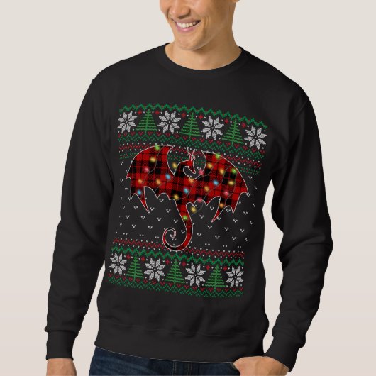 Funny Dragon Ugly Sweater Christmas Lights Dragon Sweatshirt (Vorderseite)