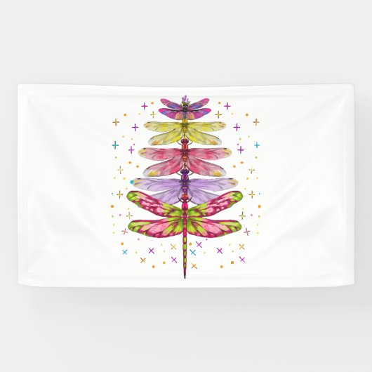 Funny Dragonfly Weihnachtsbaum Banner (Horizontal)