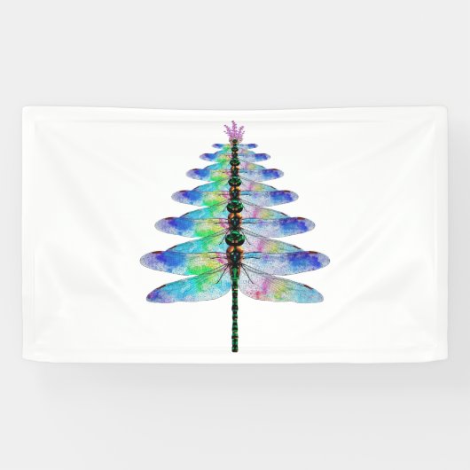 Funny Dragonfly Weihnachtsbaum Banner (Horizontal)