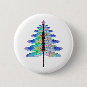 Funny Dragonfly Weihnachtsbaum Button