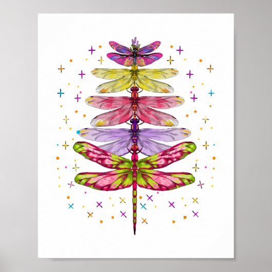 Funny Dragonfly Weihnachtsbaum Poster (Vorne)