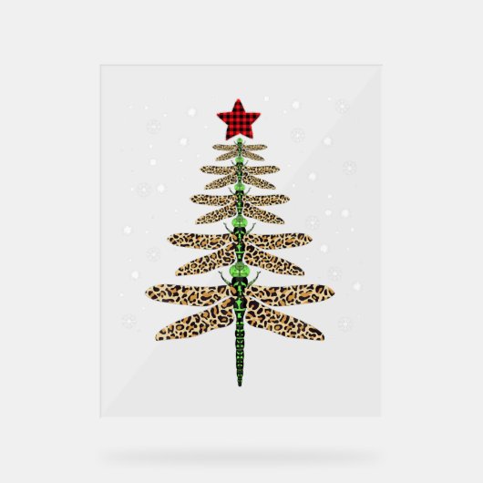 Funny Dragonfly Weihnachtsbaumschmuck Leopard Acrylschild (Vorderseite)