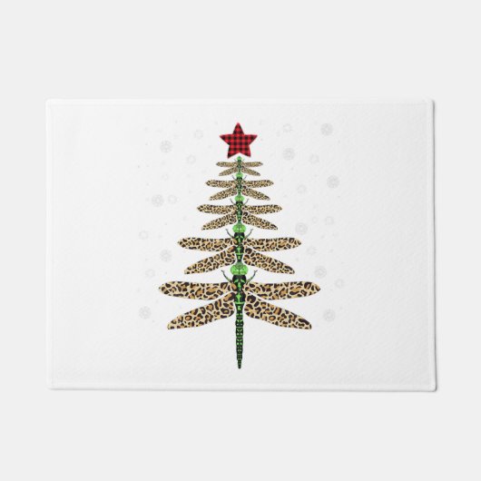 Funny Dragonfly Weihnachtsbaumschmuck Leopard Fußmatte (Vorderseite)