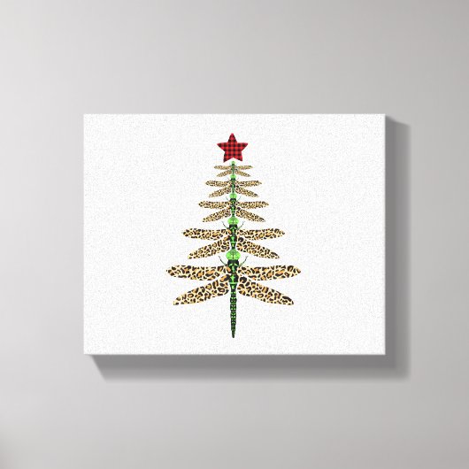 Funny Dragonfly Weihnachtsbaumschmuck Leopard Leinwanddruck (Vorderseite)