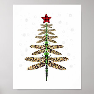 Funny Dragonfly Weihnachtsbaumschmuck Leopard Poster