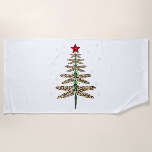 Funny Dragonfly Weihnachtsbaumschmuck Leopard Strandtuch (Vorderseite)