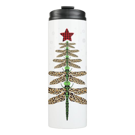 Funny Dragonfly Weihnachtsbaumschmuck Leopard Thermosbecher (Vorderseite)