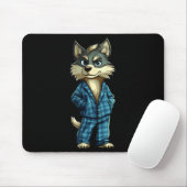 Funny Dreamy Wolf In Pajama Outfit For Sleepy Boys Mousepad (Mit Mouse)