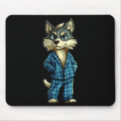 Funny Dreamy Wolf In Pajama Outfit For Sleepy Boys Mousepad (Vorne)