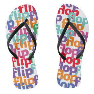 Funny Dreh & Flop Colorful Wordplay Pun Lover Badesandalen