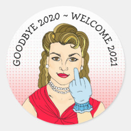 Funny Drehte die Vogel Retro Lady Runder Aufkleber