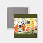 Funny Dressed Up Cats im Garden Design Magnet (Vorderseite/Rückseite)